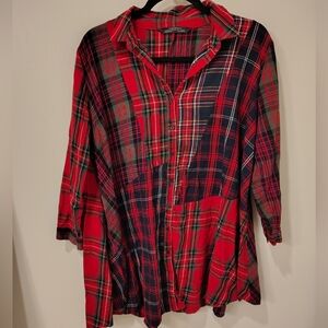 Zara Patchwork Plaid Oversized Top